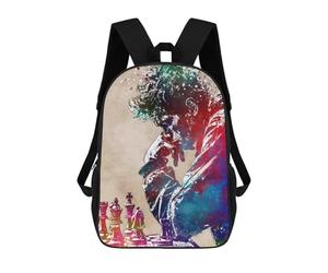 sinyumoney Chess Player Watercolor Sac À Dos Scolaire Imprimé En 3D Pour Garçons Et Filles, Sac À Dos Pour Ordinateur Portable Pour Enfants/étudiants/adultes 17inch