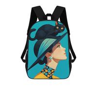 sinyumoney Chic Vintage Cat Lady Art Sacs À Dos Scolaires Pour Enfants, Sac D'école Imprimé En 3D Pour Garçons, Élèves Du Primaire Et Du Collège 17inch