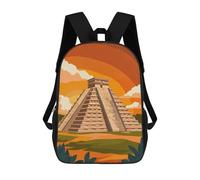 sinyumoney Chichen Itza Pyramid Sac À Dos Enfant Tendance Et Amusant, Sac À Dos Pour Garçons Et Adolescents, Sac D'école Imprimé En 3D Pour Garçons 17inch