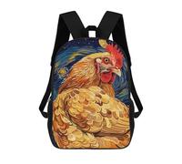 sinyumoney Chicken in Starry Night Style Sac À Dos Scolaire Pour Filles Et Garçons, Grande Capacité, Léger, Pour Enfants Et Étudiants 17inch