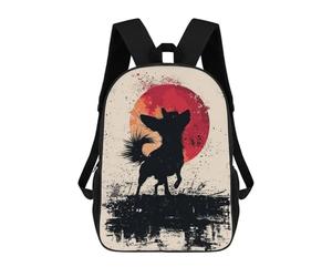 sinyumoney Chihuahua Silhouette with Red Moon Sac À Dos Scolaire Imprimé En 3D Pour Garçons Et Filles, Sac À Dos Pour Ordinateur Portable Pour Enfants/étudiants/adultes 17inch