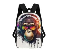 sinyumoney Chill Monkey -23 Sac À Dos Scolaire Pour Enfants 17 Pouces, Sac À Dos Décontracté Pour Les Voyages, Grand Sac À Dos De Jour Pour Garçons Et Filles 17inch