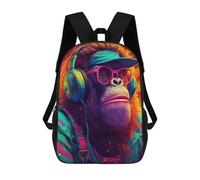 sinyumoney Chill Monkey -7 Sac À Dos Scolaire Enfant Tendance Et Décontracté, Sac À Dos Imprimé En 3D Pour Garçon, Grand Sac À Dos 17inch