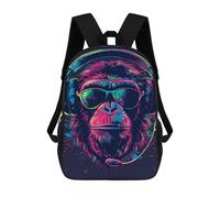 sinyumoney Chill Monkey Headphones Sunglasses Art Print Sac À Dos Scolaire Pour Garçons/filles/adolescents, Idéal Pour L'école, Le Collège, Le Lycée Et Les Voyages 17inch