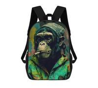 sinyumoney Chill Monkey Vibe -2 Sac À Dos Imprimé En 3D, Sac D'école Décontracté Et Tendance Pour Enfants, Sac D'école Pour Garçons, Collégiens 17inch