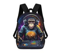 sinyumoney Chimp DJ in Space Sac À Dos Scolaire Pour Enfants, Imprimé En 3D, Pour Garçons, Élèves Du Primaire Et Du Collège 17inch