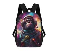sinyumoney Chimpanzee Astronaut in Space Sac À Dos Enfant, Cartable, Sac D'école, Motif Dessin Animé 3D, Sac Pour Ordinateur Portable, Pour Garçons Et Filles 17inch