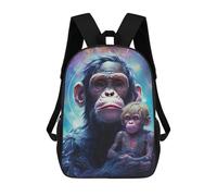 sinyumoney Chimpanzee Family in Space Sac À Dos Enfant, Sac D'école, Sac À Dos Imprimé 3D Avec Motif De Dessin Animé, Grande Capacité, Pour Garçons Et Filles 17inch