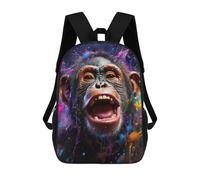 sinyumoney Chimpanzee in Colorful Paint Splash Sac À Dos Imprimé 3D Pour Enfants, Sac À Dos Léger Pour Écoliers Et Écoliers, Sac À Goûter Pour La Crèche 17inch