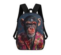 sinyumoney Chimpanzee in Floral Suit Painting Sac À Dos, Cartable Imprimé En 3D, Sac À Goûter, Sac À Dos De Voyage, Sac À Dos Entre Amis, Sac À Dos Scolaire Pour Filles Et Garçons 17inch