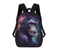 sinyumoney Chimpanzee in Space Art Print-2 Sac À Dos Enfant, Cartable, Sacs À Dos Scolaires Imprimés En 3D Pour Élèves Du Primaire Et Du Collège, Cadeau D'anniversaire Pour Adolescents 17inch