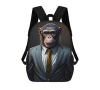 sinyumoney Chimpanzee in Suit Portrait -1 Sac À Dos Scolaire Enfant Tendance Et Décontracté, Sac À Dos Imprimé En 3D Pour Garçon, Grand Sac À Dos 17inch