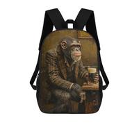 sinyumoney Chimpanzee Irish Pub Sac À Dos Imprimé En 3D Pour Garçons, Sac D'école Grande Capacité, Sac De Voyage, Sac À Livres, Sac D'école Pour Garçons, Mochila 17inch