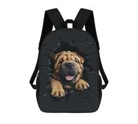 sinyumoney Chinese Shar Pei Sac À Dos Scolaire Pour Enfants, 43 Cm (17 Pouces), Imprimé En 3D, Pour Garçons, Élèves Du Primaire Et Du Collège