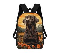 sinyumoney Chocolate Labrador in Mountain Landscape Sac À Dos Scolaire Pour Enfants, 43 Cm (17 Pouces), Imprimé En 3D, Pour Garçons, Élèves Du Primaire Et Du Collège