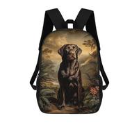 sinyumoney Chocolate Labrador in Tropical Landscape Sacs À Dos Pour Enfants, Sac À Dos Scolaire Imprimé En 3D Pour Enfants, Sac À Dos De Voyage, Sac À Livres Pour Enfants 17inch Sac D'école