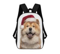 sinyumoney Chow Chow Dog with Santa Hat Sacs À Dos Imprimés En 3D Pour Enfants, Sacs D'école Tendance Pour Garçons, Sacs De Voyage, Sacs Scolaires Pour Élèves Du Primaire 17inch