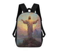 sinyumoney Christ The Redeemer Statue-2 Sacs À Dos Pour Enfants, Cartables 3D Personnalisés Pour Garçons Et Filles, Grands Sacs À Dos Scolaires Décontractés 17inch