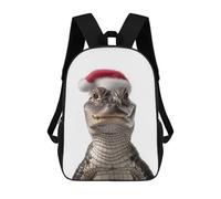 sinyumoney Christmas Alligator with Santa Hat Sacs À Dos Scolaires Pour Enfants, Sac D'école Imprimé En 3D Pour Garçons, Élèves Du Primaire Et Du Collège 17inch