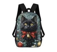 sinyumoney Christmas Black Cat with Bell Sac À Dos Scolaire Imprimé En 3D Pour Enfants, Sac À Dos De Voyage, Sac Tendance Et Décontracté Pour Écoliers 17inch