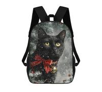 sinyumoney Christmas Black Cat with Bow Sac À Dos Scolaire Pour Enfants, 43 Cm (17 Pouces), Imprimé En 3D, Pour Garçons, Élèves Du Primaire Et Du Collège