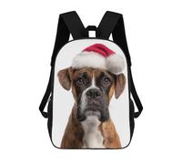 sinyumoney Christmas Boxer Dog with Santa Hat Sac À Dos Scolaire Imprimé En 3D Pour Enfants, Sac À Dos De Voyage Tendance Et Décontracté Pour Écoliers 17inch