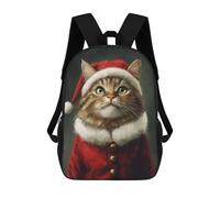 sinyumoney Christmas Cat Santa Costume Sacs À Dos Imprimés En 3D Pour Enfants 17inch Sacs À Dos Tendance Et Décontractés Pour La Journée, Sacs De Voyage, Sacs À Dos D'extérieur Pour Garçons Et Filles
