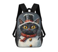 sinyumoney Christmas Cat Snowman-1 Sacs À Dos 17 Pouces Pour Enfants, Sacs D'école Imprimés En 3D Pour Élèves Du Primaire Et Du Collège, Garçons Et Filles