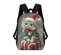 sinyumoney Christmas Cat with Presents-5 Sac À Dos Scolaire Imprimé En 3D Pour Enfants, Sac À Dos De Voyage, Sac Tendance Et Décontracté Pour Écoliers 17inch