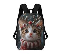 sinyumoney Christmas Cat with Reindeer Antlers Sacs À Dos Scolaires Pour Enfants, Sac D'école Imprimé En 3D Pour Garçons, Élèves Du Primaire Et Du Collège 17inch