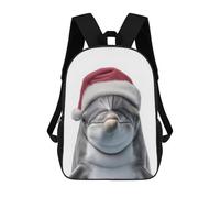 sinyumoney Christmas Dolphin Wearing A Santa Hat Sac À Dos Scolaire Imprimé En 3D Pour Garçons Et Filles, Sac À Dos Pour Ordinateur Portable Pour Enfants/étudiants/adultes 17inch
