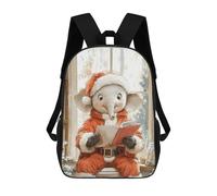 sinyumoney Christmas Elephant Reading Sac À Dos Scolaire Imprimé En 3D Pour Enfants, Sac À Dos Garçon/fille, Sac De Voyage Pour Enfants 17inch