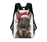 sinyumoney Christmas German Shepherd Dog with Santa Hat Sacs À Dos Pour Enfants, Cartables, Sacs À Dos Scolaires Imprimés En 3D, Sacs À Dos De Voyage Tendance Pour Enfants (primaire, Collège) 17inch