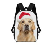 sinyumoney Christmas Golden Retriever with Santa Hat Sacs À Dos Pour Enfants, Cartables, Sacs À Dos Scolaires Imprimés En 3D, Sacs À Dos De Voyage Tendance Pour Enfants (primaire, Collège) 17inch