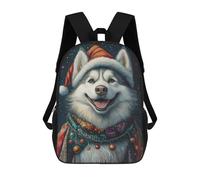 sinyumoney Christmas Husky Dog Art Print Sacs À Dos Pour Enfants, Sac À Dos Scolaire Imprimé En 3D Pour Enfants, Sac À Dos De Voyage, Sac À Livres Pour Enfants 17inch Sac D'école
