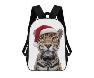 sinyumoney Christmas Jaguar Wearing Santa Hat Sacs À Dos Pour Enfants, Sac À Dos Scolaire, Sac À Dos Imprimé En 3D Pour Enfants, Sac À Dos De Voyage, Sac À Livres, Sac D'école Pour Enfants 17inch