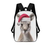 sinyumoney Christmas Kangaroo with Santa Hat Portrait Sacs À Dos Imprimés En 3D Pour Enfants, Sacs D'école Tendance Pour Garçons, Sacs De Voyage, Sacs Scolaires Pour Élèves Du Primaire 17inch