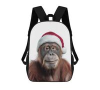 sinyumoney Christmas Orangutan Wearing Santa Hat Sac À Dos, Cartable Imprimé En 3D, Sac À Goûter, Sac À Dos De Voyage, Sac À Dos Entre Amis, Sac À Dos Scolaire Pour Filles Et Garçons 17inch