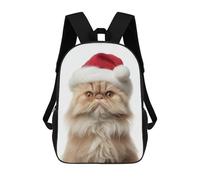 sinyumoney Christmas Persian Cat Portrait Sac À Dos Enfant Fille 3D, Sac D'école, Sac À Dos Pour Tout-petits, Sac À Dos Décontracté, Sac À Livres Tendance 17inch