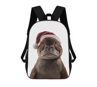 sinyumoney Christmas Platypus with Santa Hat Portrait Sac À Dos Scolaire Enfant Tendance Et Décontracté, Sac À Dos Imprimé En 3D Pour Garçon, Grand Sac À Dos 17inch