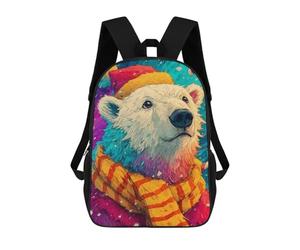 sinyumoney Christmas Polar Bear Art Print-1 Sac À Dos Scolaire Pour Enfants, Grand Sac À Dos 3D, Cadeau Pour Enfants 17inch