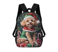 sinyumoney Christmas Poodle with Presents-5 Sacs À Dos Pour Enfants 17inch Sac À Dos Scolaire, Sac D'école Imprimé En 3D Pour Garçons, Élèves Du Primaire Et Du Collège