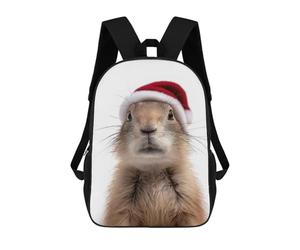 sinyumoney Christmas Prairie Dog with Santa Hat Sac À Dos Scolaire Pour Filles Et Garçons, Grande Capacité, Léger, Pour Enfants Et Étudiants 17inch
