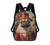 sinyumoney Christmas Pug in Red Uniform 17inch Sac À Dos Scolaire Imprimé En 3D Pour Enfants, Style Décontracté Et Tendance, Idéal Pour Les Voyages Et Les Études.
