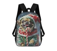 sinyumoney Christmas Pug with Candy Cane Sacs À Dos Pour Enfants, Sac À Dos Scolaire Imprimé En 3D Pour Enfants, Sac À Dos De Voyage, Sac À Livres Pour Enfants 17inch Sac D'école