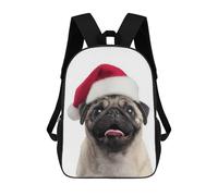 sinyumoney Christmas Pug with Santa Hat Sacs À Dos Pour Enfants, Sac D'école Imprimé En 3D, Cartable Pour Enfants, Sac De Voyage, Sac À Dos Garçon Fille, Sac D'école Pour Enfants 17inch