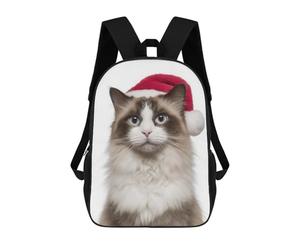 sinyumoney Christmas Ragdoll Cat with Santa Hat Sacs À Dos Imprimés En 3D Pour Enfants, Sacs D'école Tendance Pour Garçons, Sacs De Voyage, Sacs Scolaires Pour Élèves Du Primaire 17inch