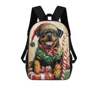 sinyumoney Christmas Rottweiler with Presents -2 Sac À Dos Imprimé 3D Pour Enfants, Sac À Dos Léger Pour Écoliers Et Écoliers, Sac À Goûter Pour La Crèche 17inch