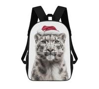 sinyumoney Christmas Snow Leopard with Santa Hat Sac À Dos Scolaire Pour Enfants, Imprimé En 3D, Tendance Et Décontracté, Pour Garçons, Élèves Du Primaire Et Du Collège 17inch