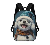 sinyumoney Christmas Snowman Dog Art Print Sac À Dos Scolaire Imprimé En 3D Pour Enfants, Sac À Dos De Voyage, Sac Tendance Et Décontracté Pour Écoliers 17inch